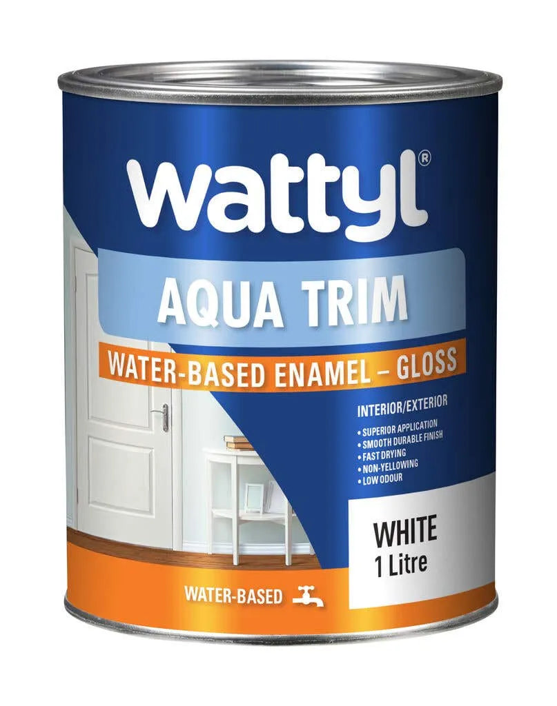 Wattyl Aqua Trim Water Based Enamel Gloss White 1L