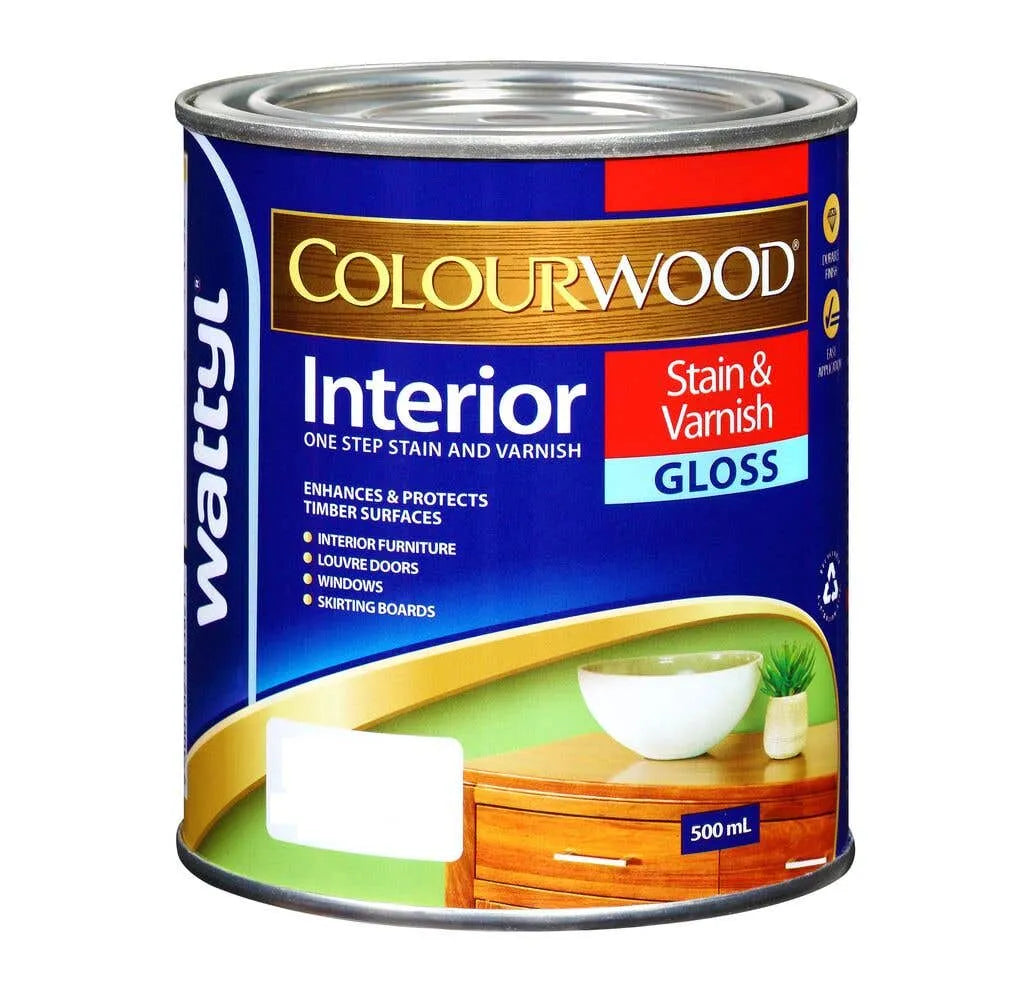 Wattyl Colourwood Stain & Varnish Gloss New Baltic Pine 500ml
