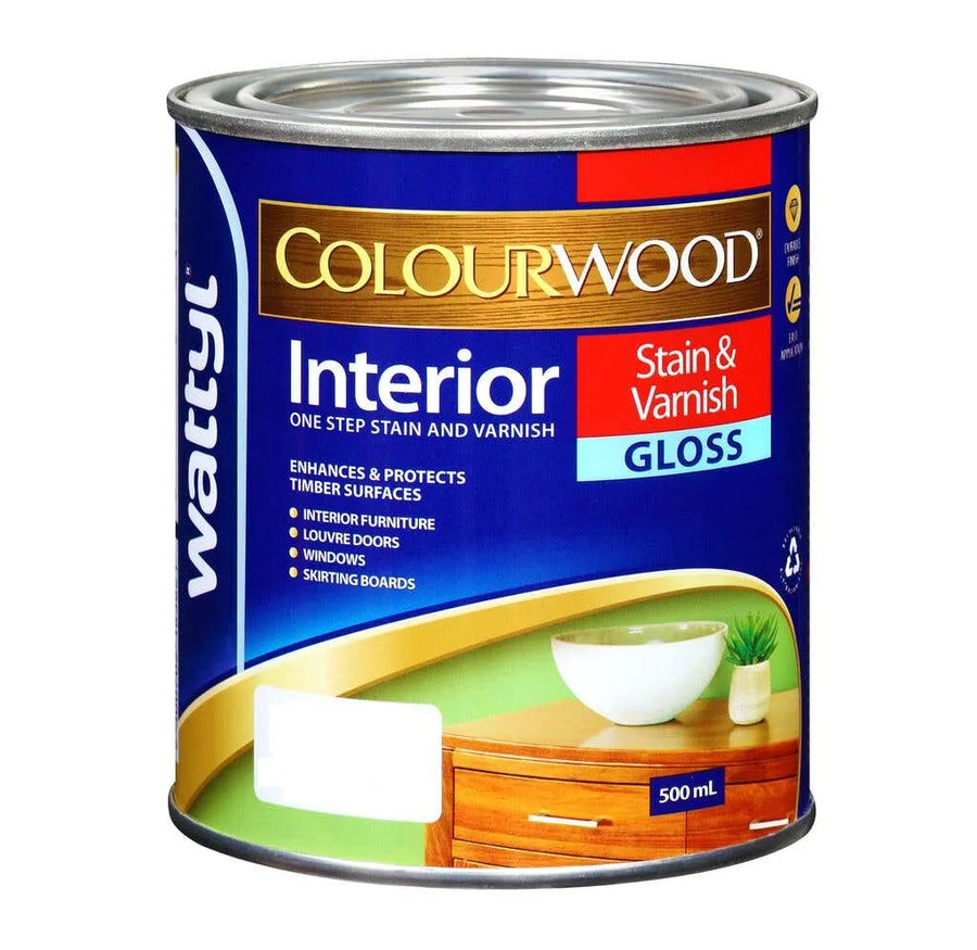 Wattyl Colourwood Stain & Varnish Gloss New Golden Oak 500ml