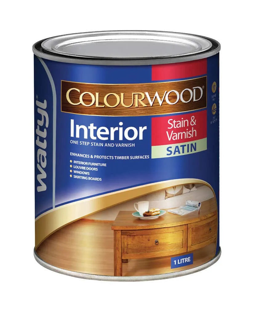 Wattyl Colourwood Stain & Varnish Satin Walnut 1L