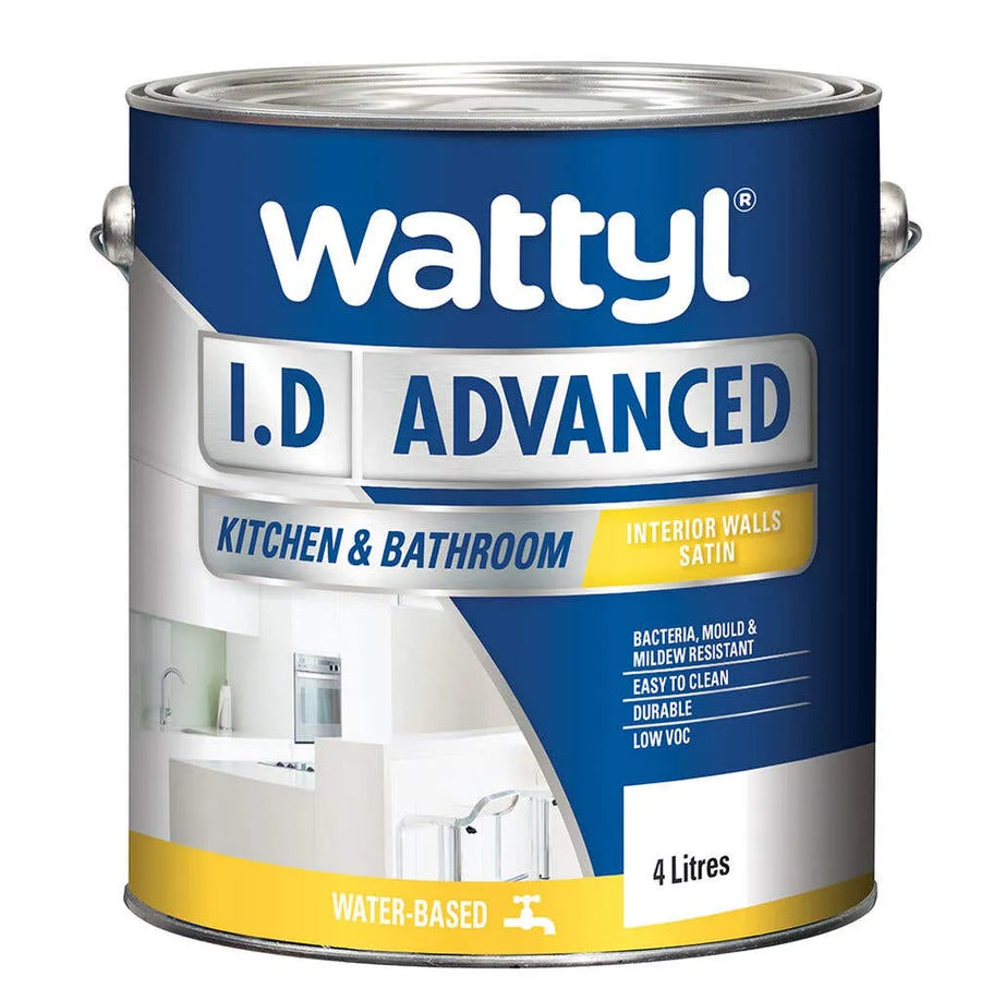 Wattyl I.D Advanced Kitchen & Bathroom Satin White 4L
