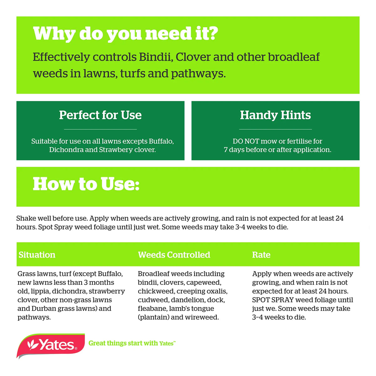 Yates 750ml Ready to Use Weedkiller for Lawns Spot Spray