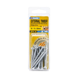 Zenith 10 - 8 x 50mm Galv Countersunk Rib Head External Timber Screws - 15 Pack