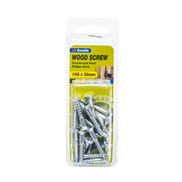 Zenith 10g x 30mm ZP Countersunk Head Wood Screws - 25 Pack