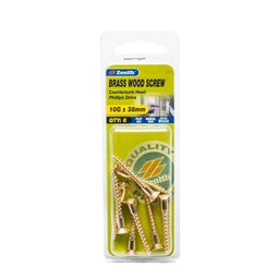 Zenith 10g x 40mm Solid Brass Countersunk Head Wood Screws - 8 Pack