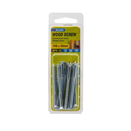 Zenith 10g x 60mm ZP Countersunk Head Wood Screws - 12 Pack