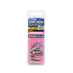 Zenith 12G x 25mm Stainless Steel Self Tapper Pan Head Sheet Metal Screws - 6 Pack