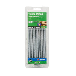 Zenith 14G x 200mm Galv Type 17 Batten Bugle Head Timber Screws - 25 Pack