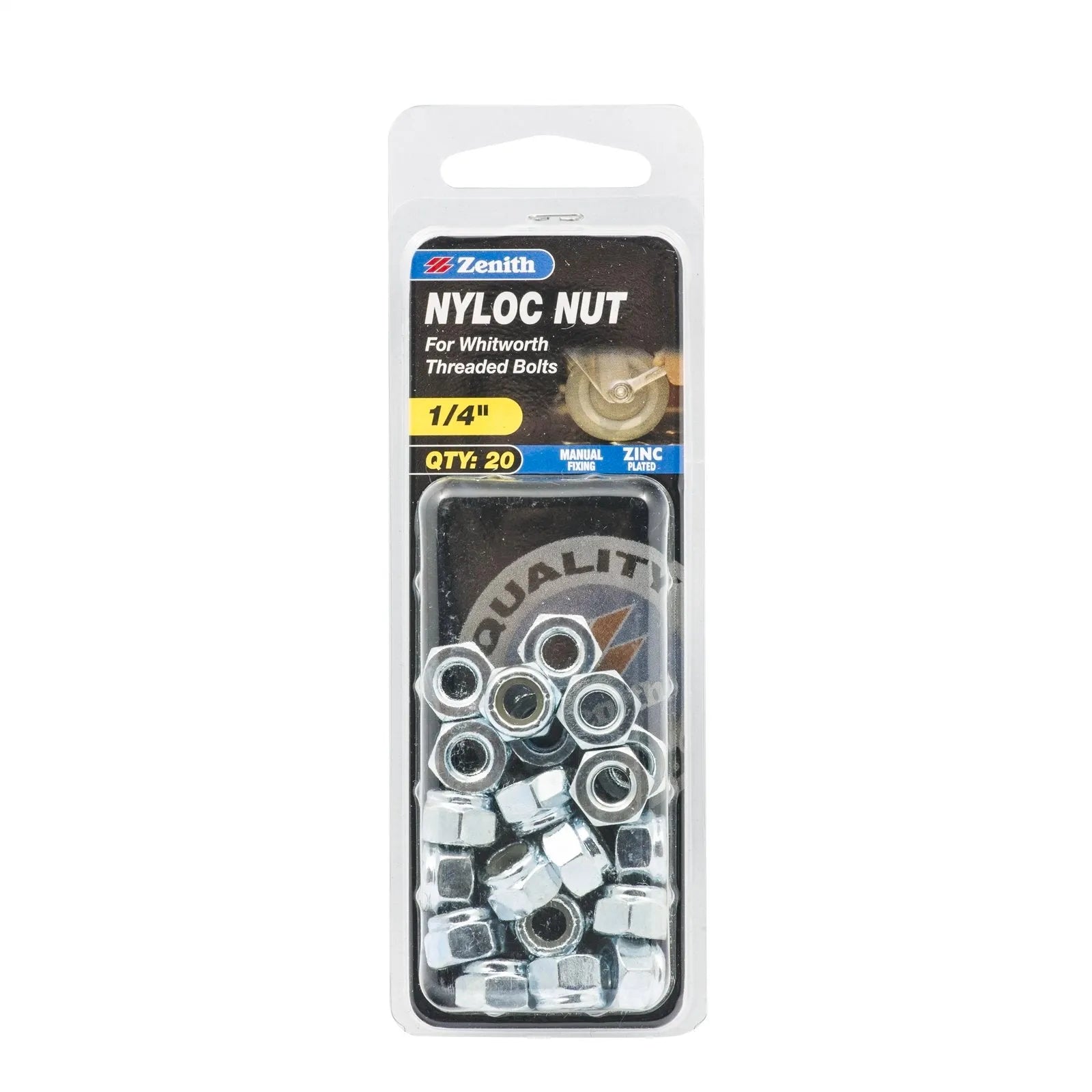 Zenith 1/4" ZP Nyloc Nuts - 20 Pack