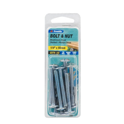 Zenith 1/4" x 50mm ZP Mushroom Head Bolt & Nut - 10 Pack