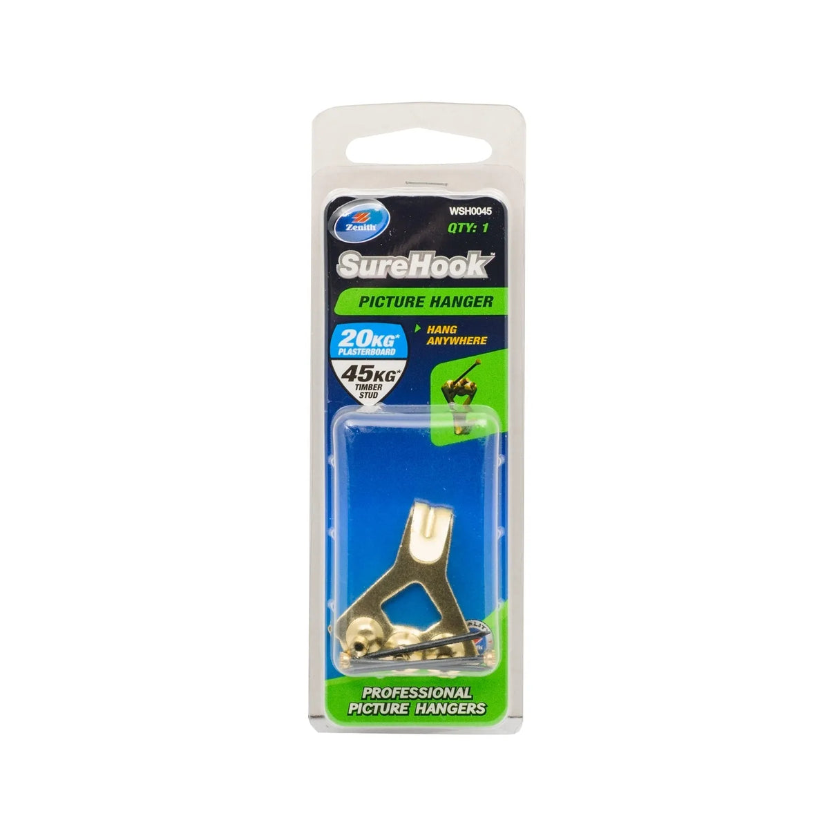 Zenith 20/45kg Brass Plated SureHook Picture Hanger