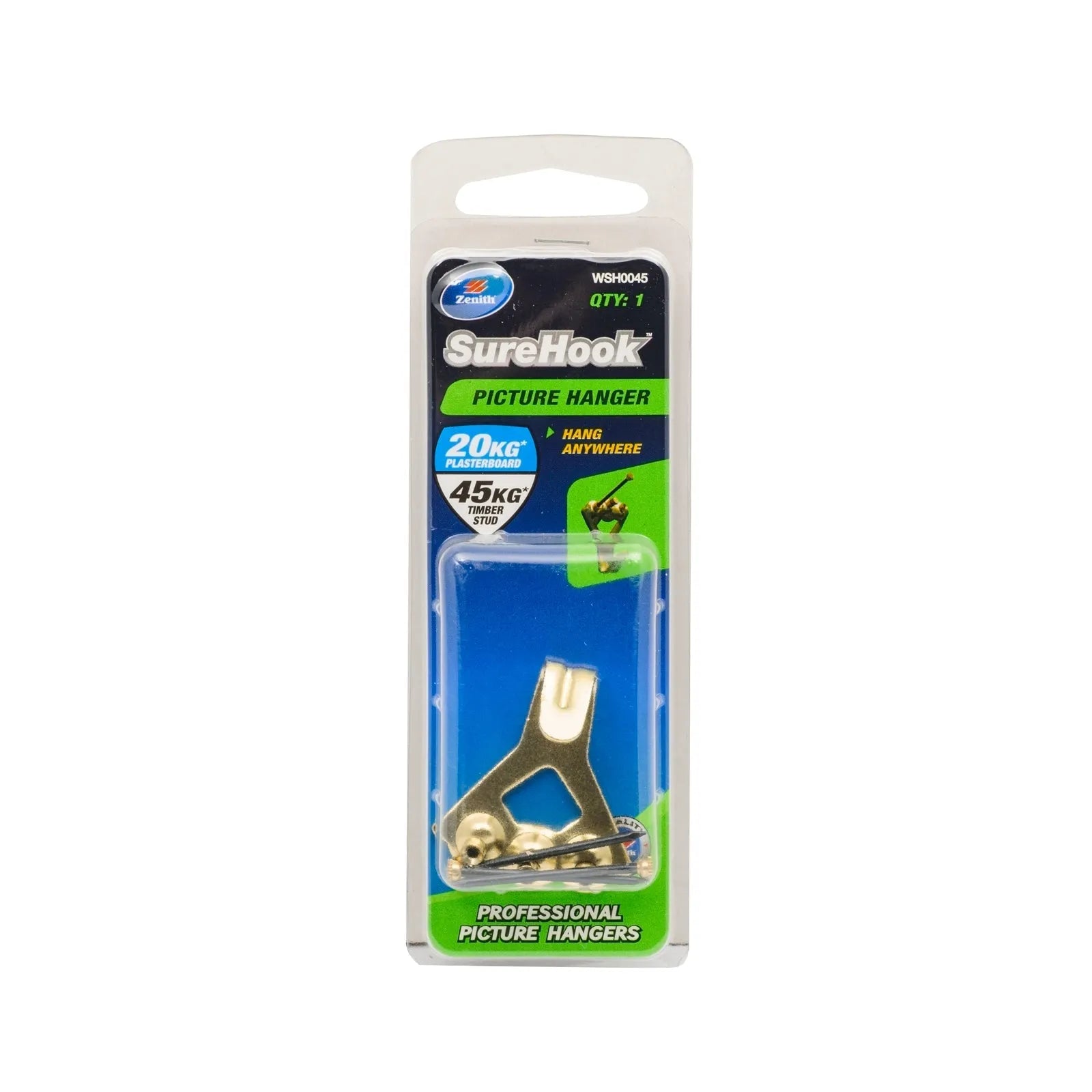 Zenith 20/45kg Brass Plated SureHook Picture Hanger