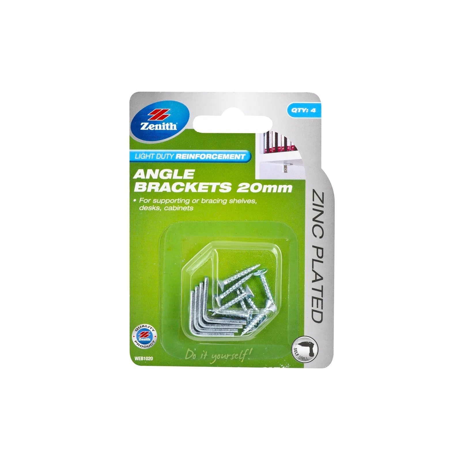 Zenith 20mm ZP Angle Brackets - 4 Pack