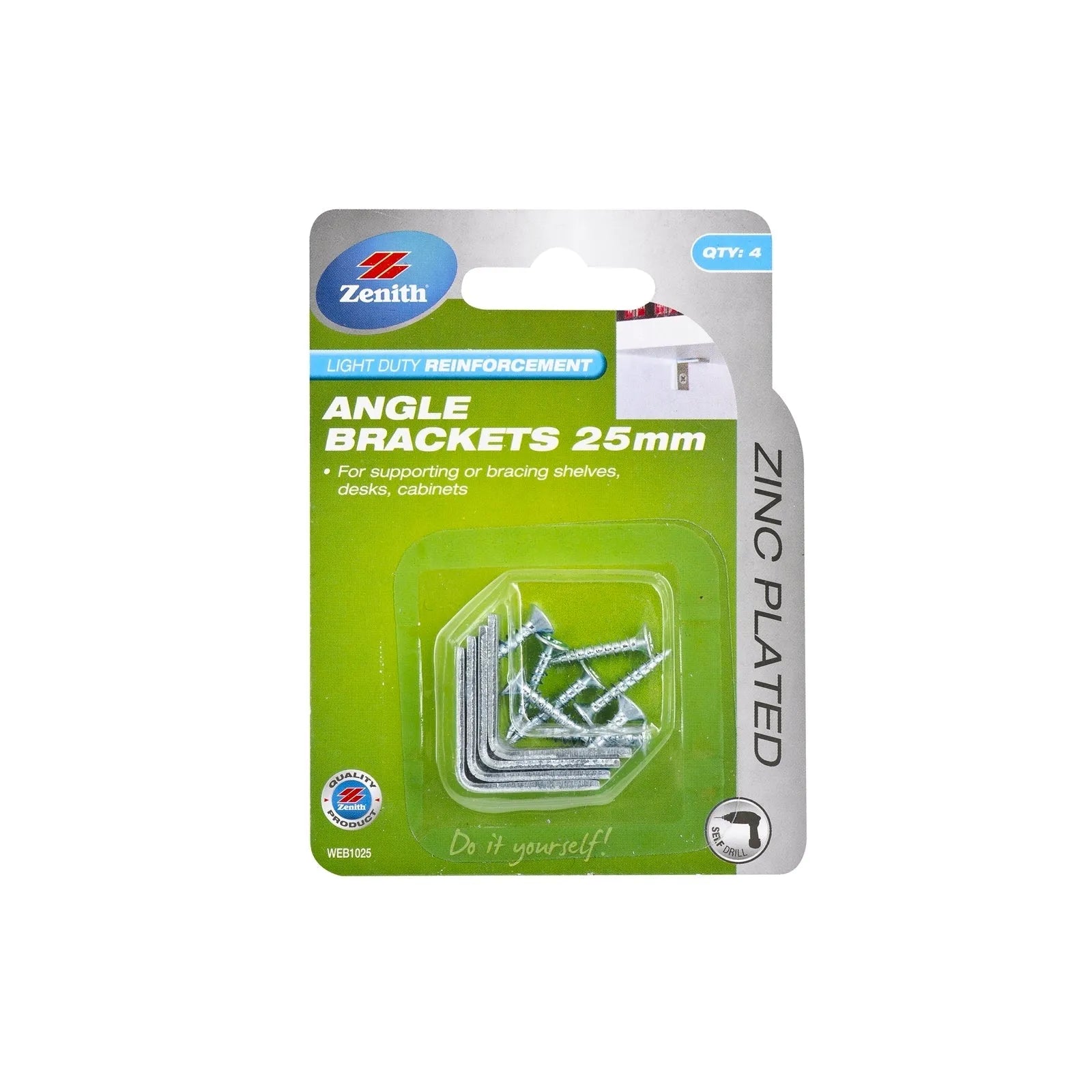 Zenith 25mm ZP Angle Brackets - 4 Pack