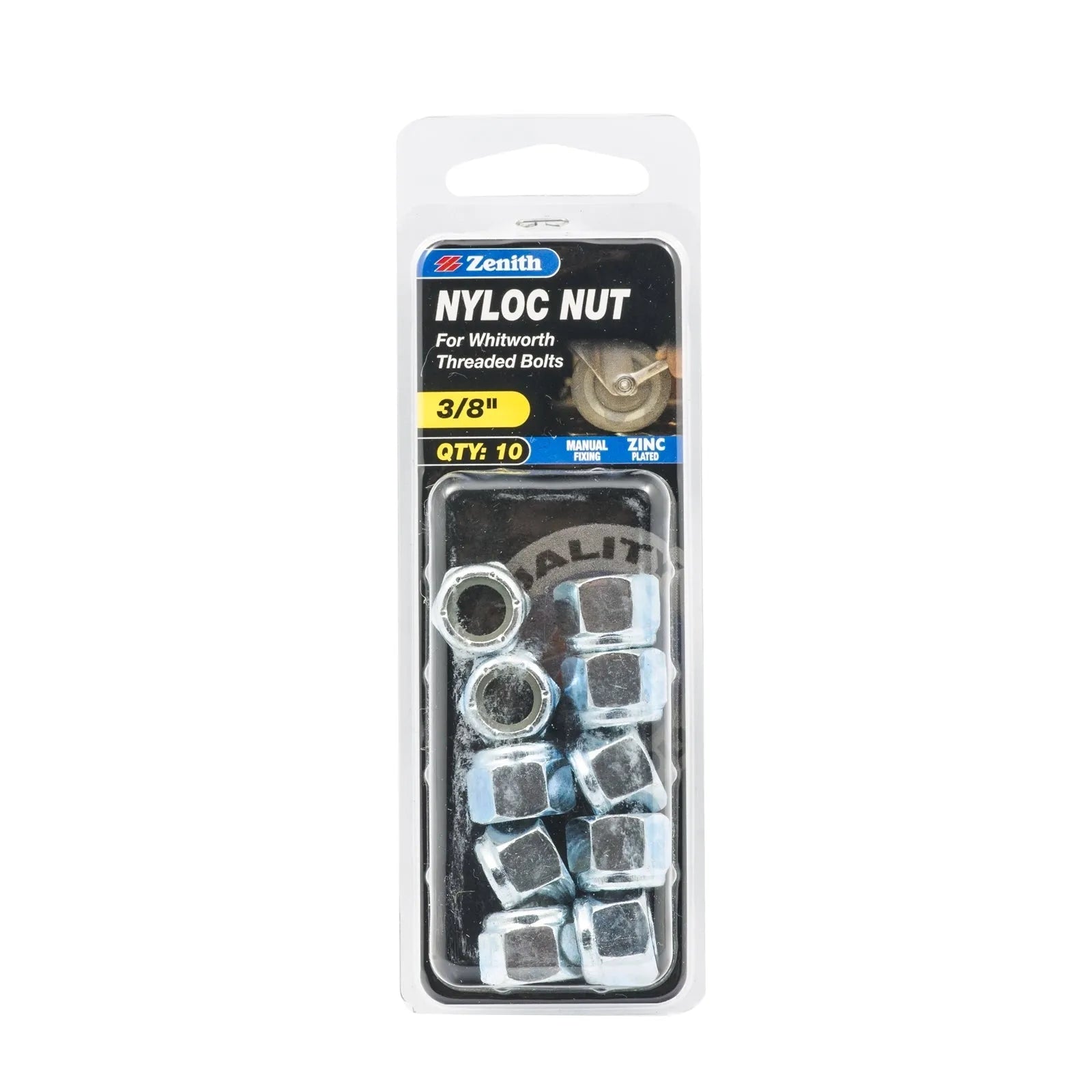 Zenith 3/8" ZP Nyloc Nuts - 10 Pack