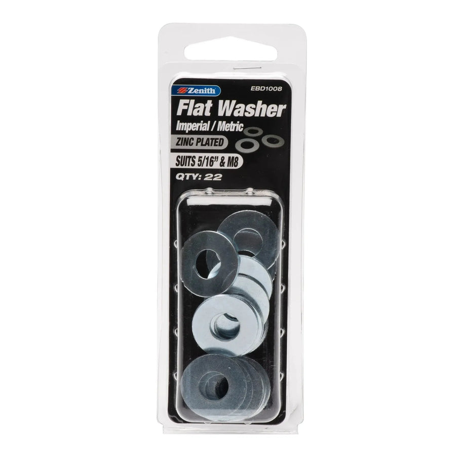 Zenith 5/16" x M8 ZP Flat Washer - 22 Pack