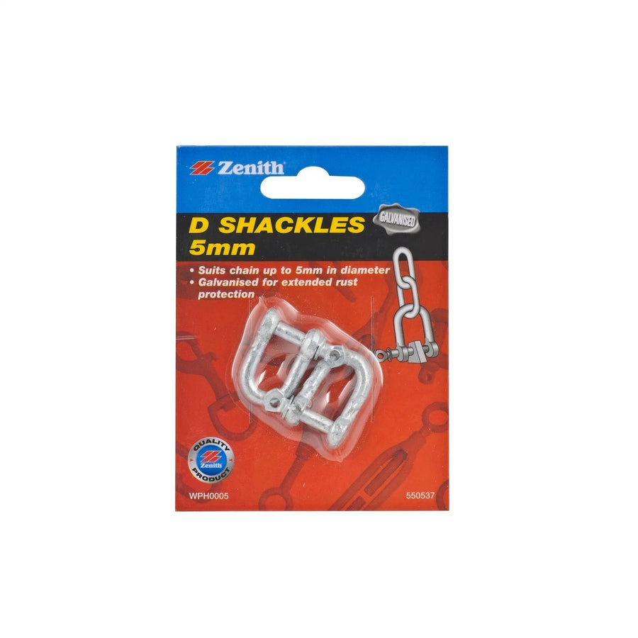 Zenith 5mm Galv D Shackle - 2 Pack