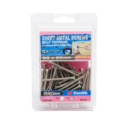 Zenith 8G x 50mm Stainless Steel Countersunk Head Sheet Metal Screws - 50 Pack