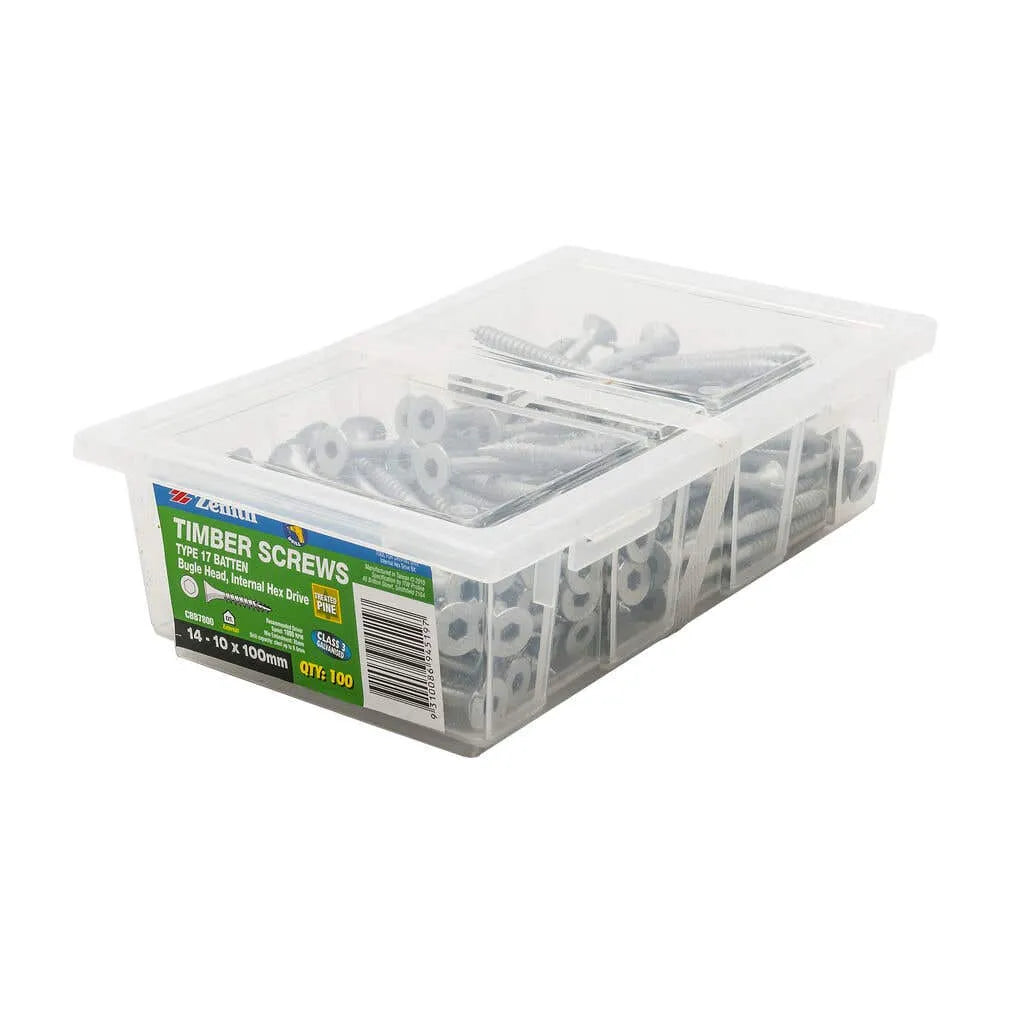Zenith Bugle Batten Screws Galv 14G x 100mm - 100 Pack