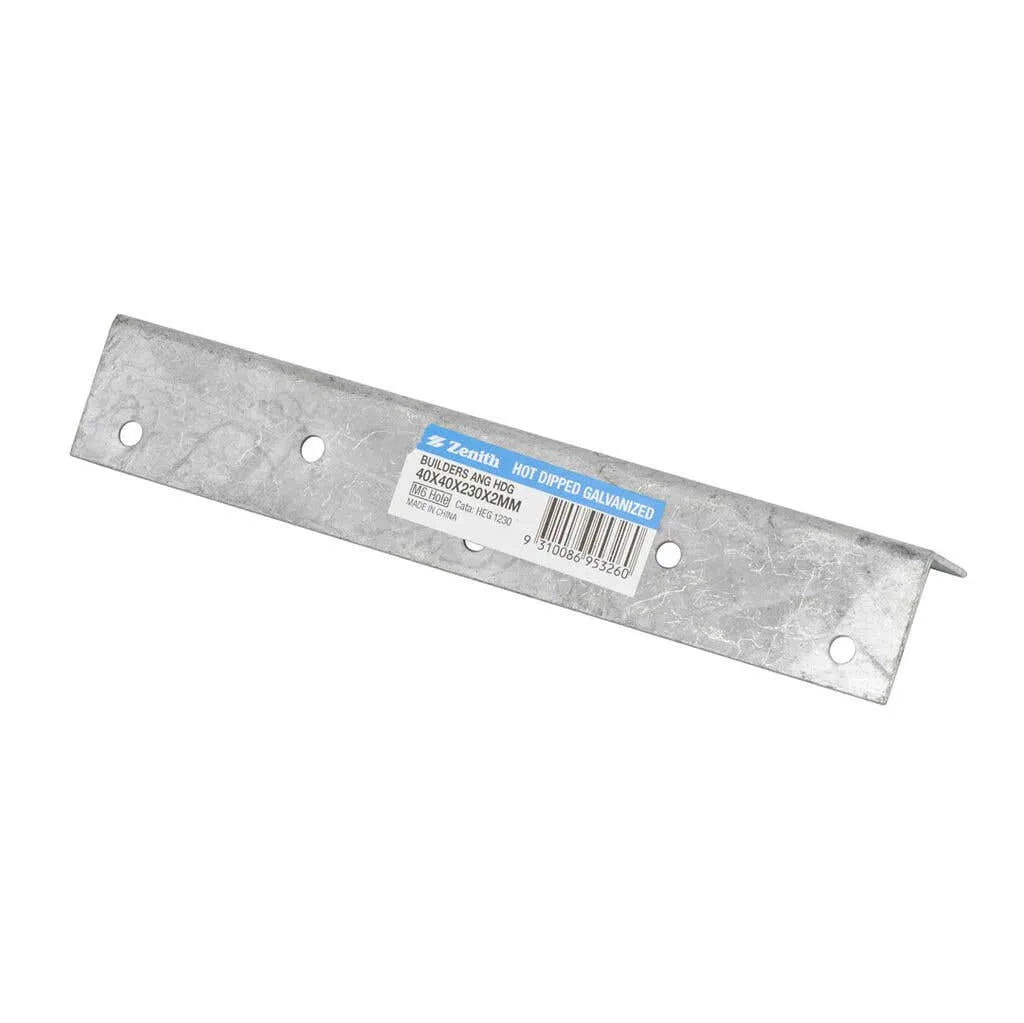 Zenith Builders Angle Bracket Galv 40 x 40 x 230 x 2mm