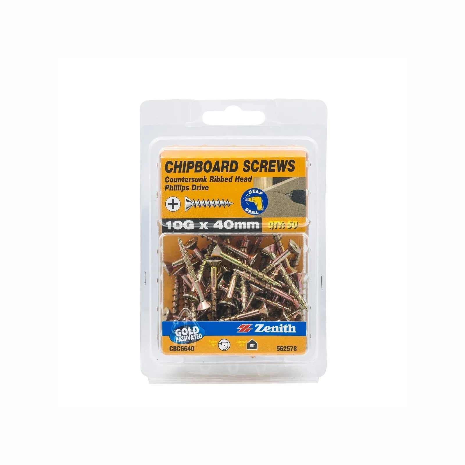 Zenith Chipboard Screw GP PHL 10g x 40mm (50pk)