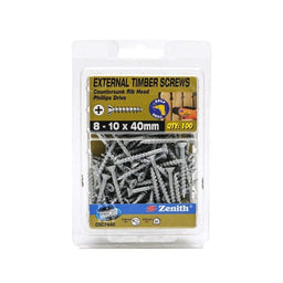 Zenith External Timber Screws Galv 8G x 40mm - 100 Pack