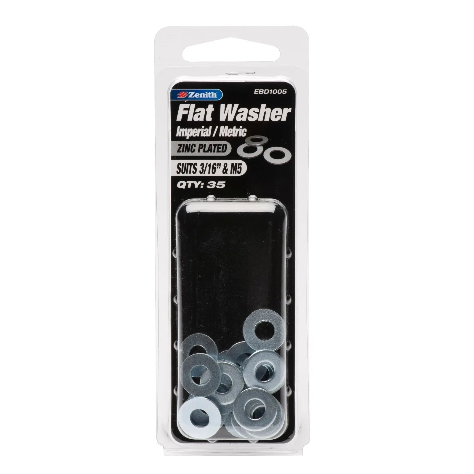Zenith Flat Washer ZP 3/16" - 35 Pack