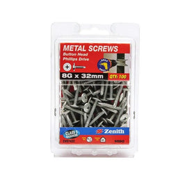 Zenith Metal Screws Button Head Galv 8G x 32mm - 100 Pack