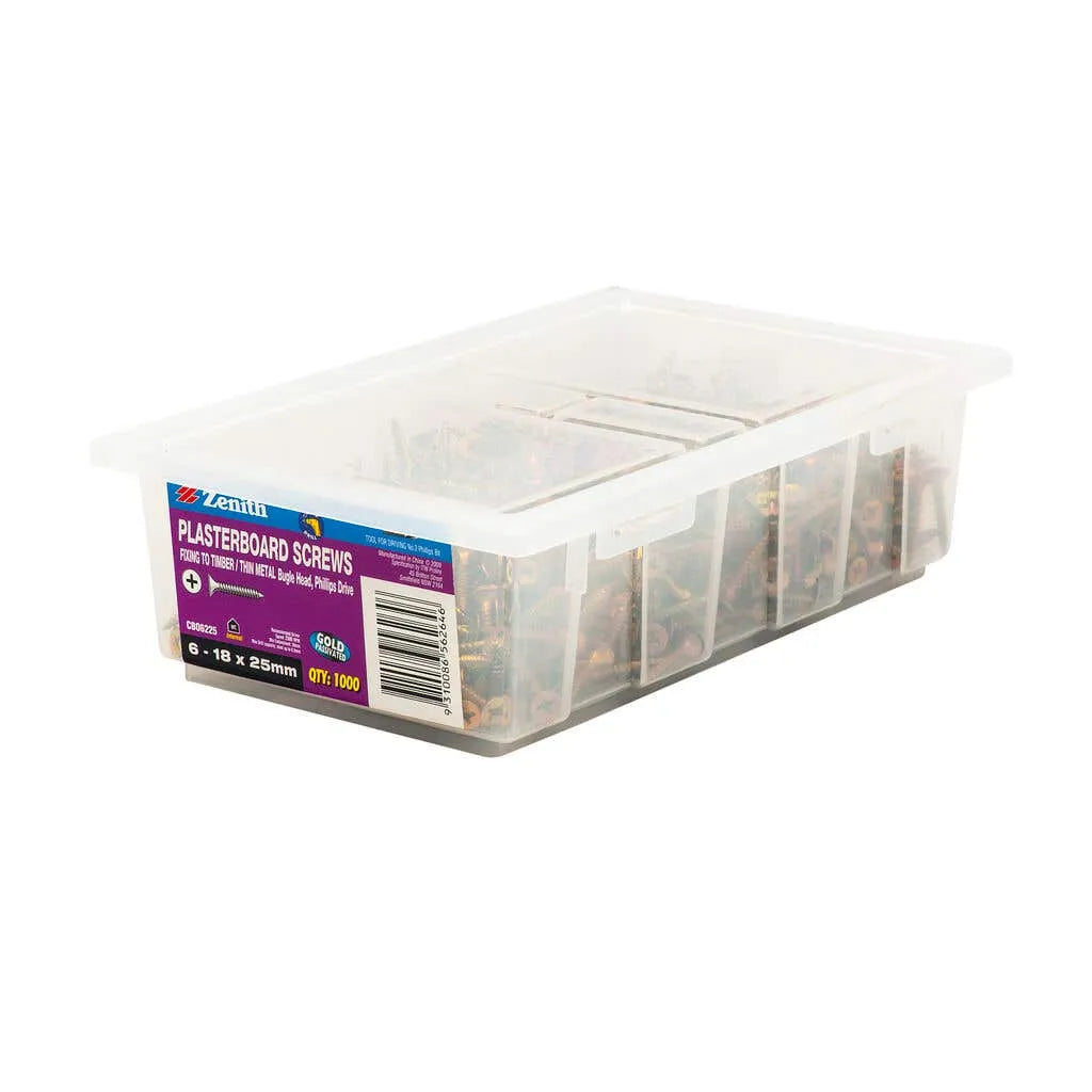 Zenith Plasterboard Screws Bugle Head 6G x 25mm - Box of 1000