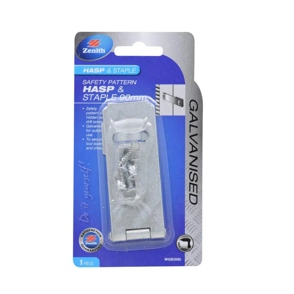 Zenith Safety Pattern Hasp & Staple Galv 90mm