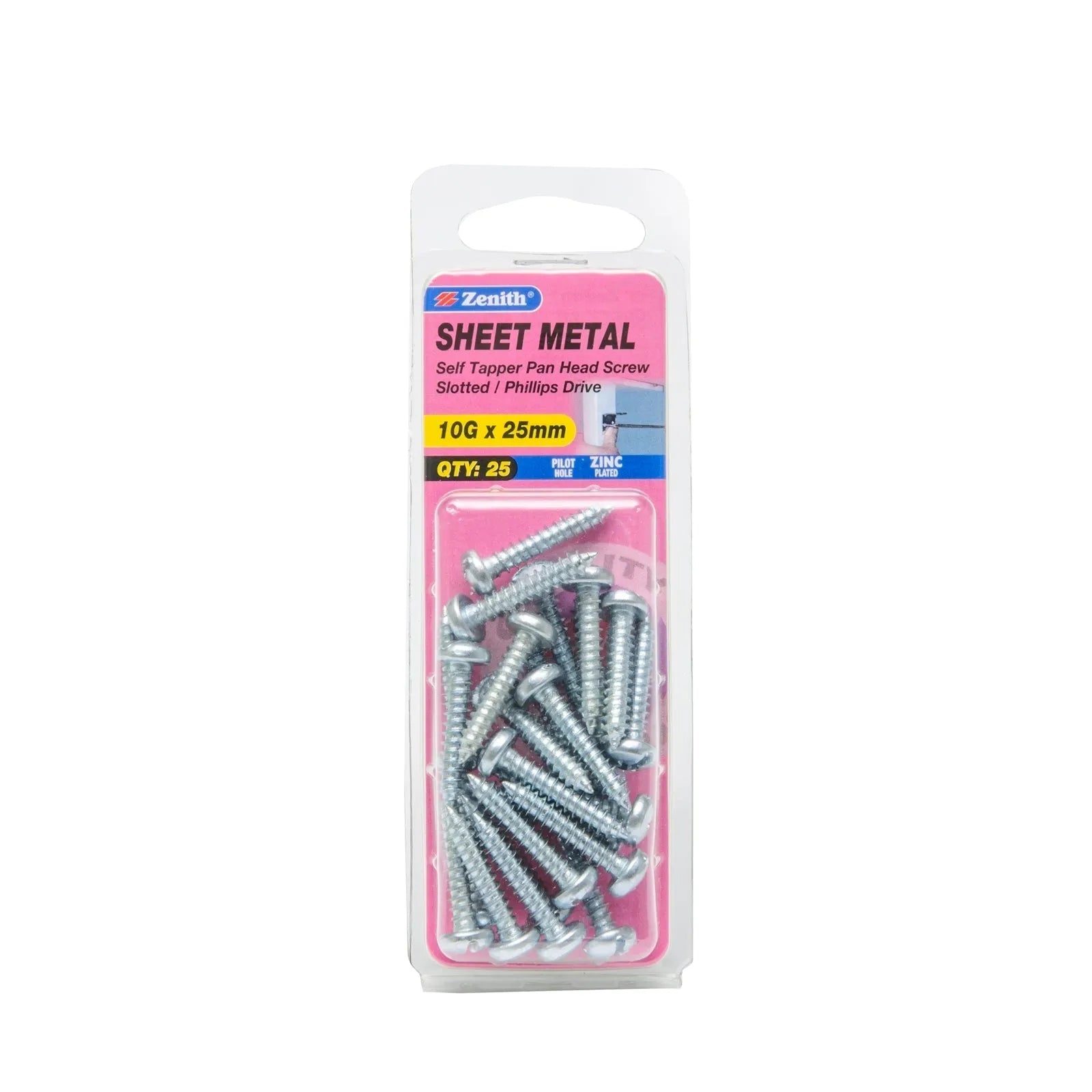 Zenith Self Tap Screw Pan ZP 10g x 25mm (25pk)