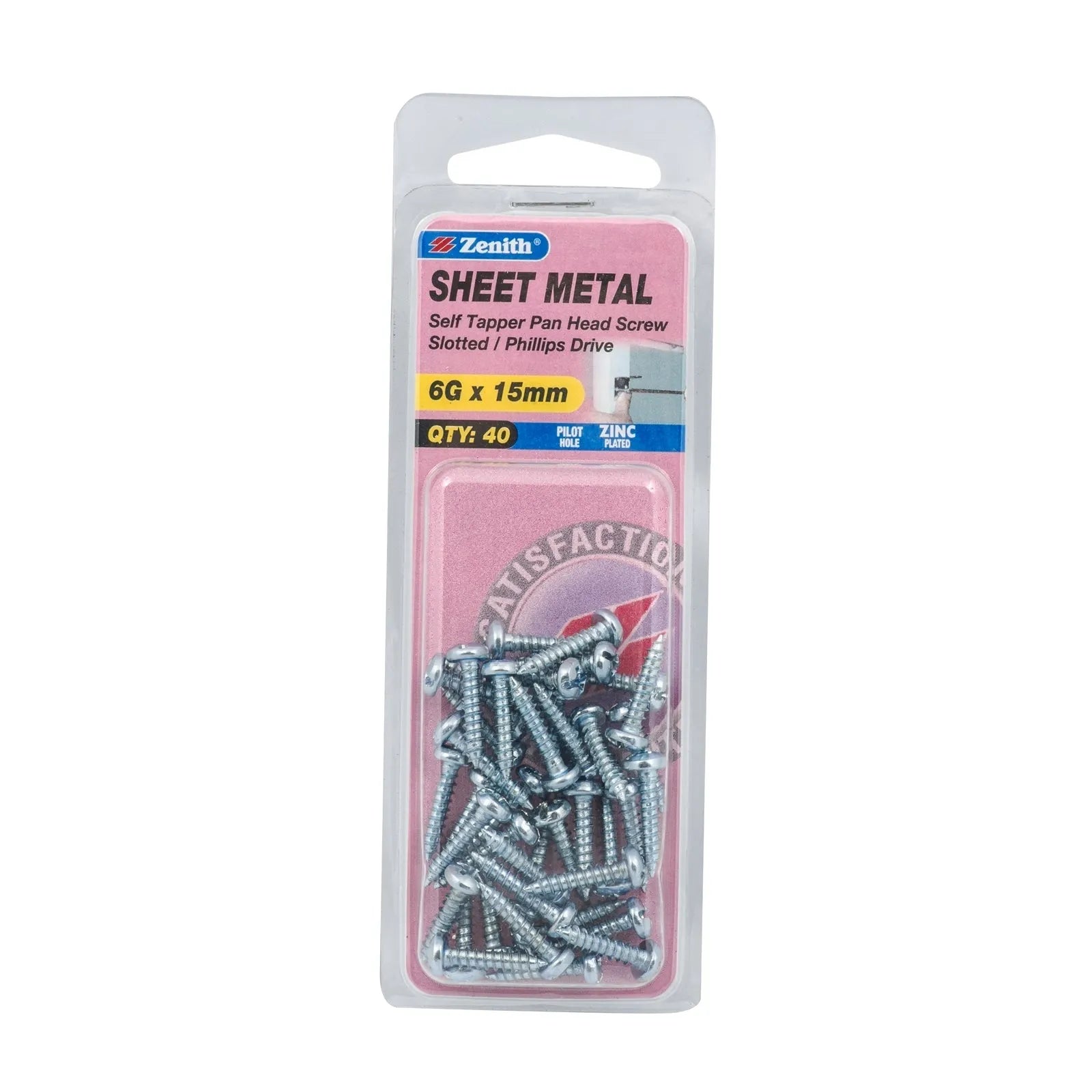 Zenith Self Tap Screw Pan ZP 6G x 15mm (40pk)