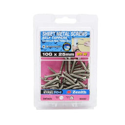 Zenith Self Tapping Screws Pan Head Stainless Steel 10g x 25mm - 50 Pack