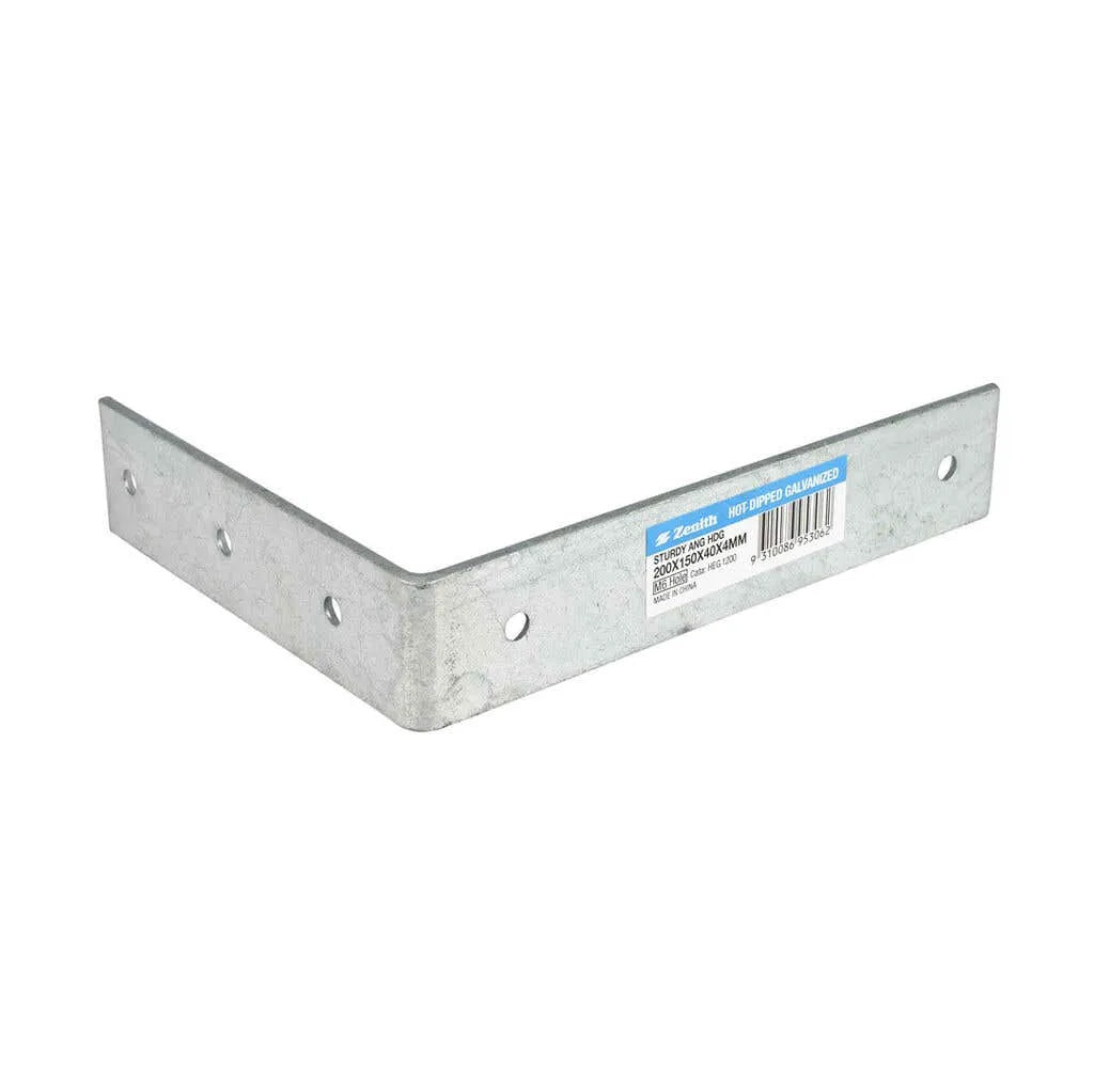 Zenith Sturdy Angle Bracket Galv 200 x 150 x 40 x 4mm
