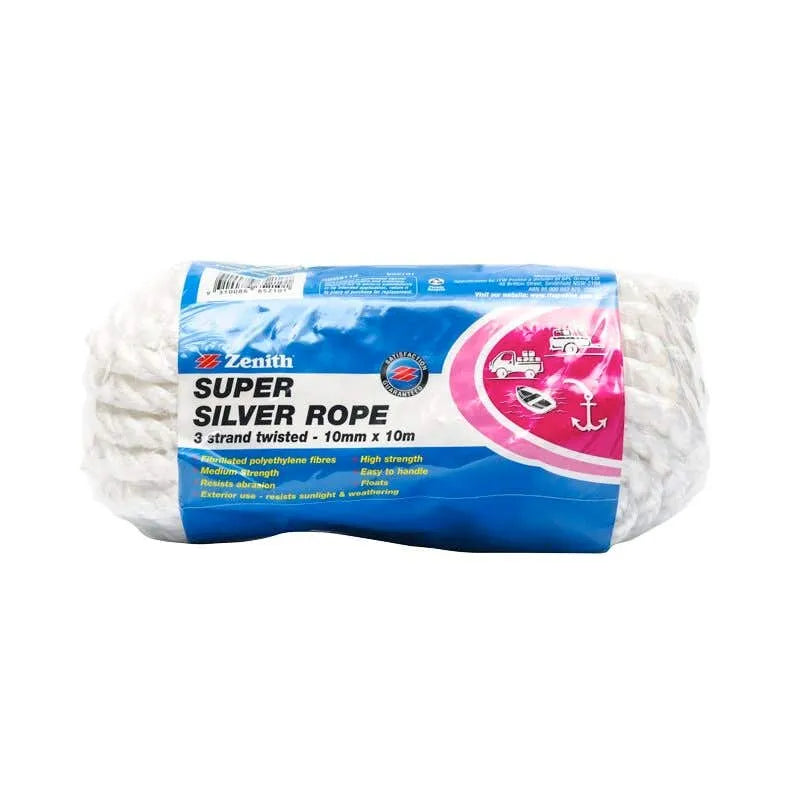 Silver Utility Rope Zenith Super Silver Rope 10mm x 10m · Builders Centre