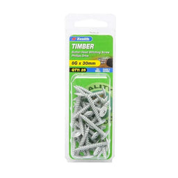 Zenith Timber Screws Button Galv 8G x 30mm - 25 Pack