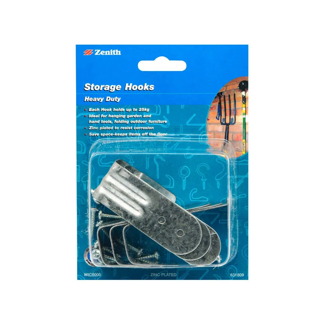 Zenith Tool Storage Hooks Heavy Duty 25kg ZP - 6 Pack