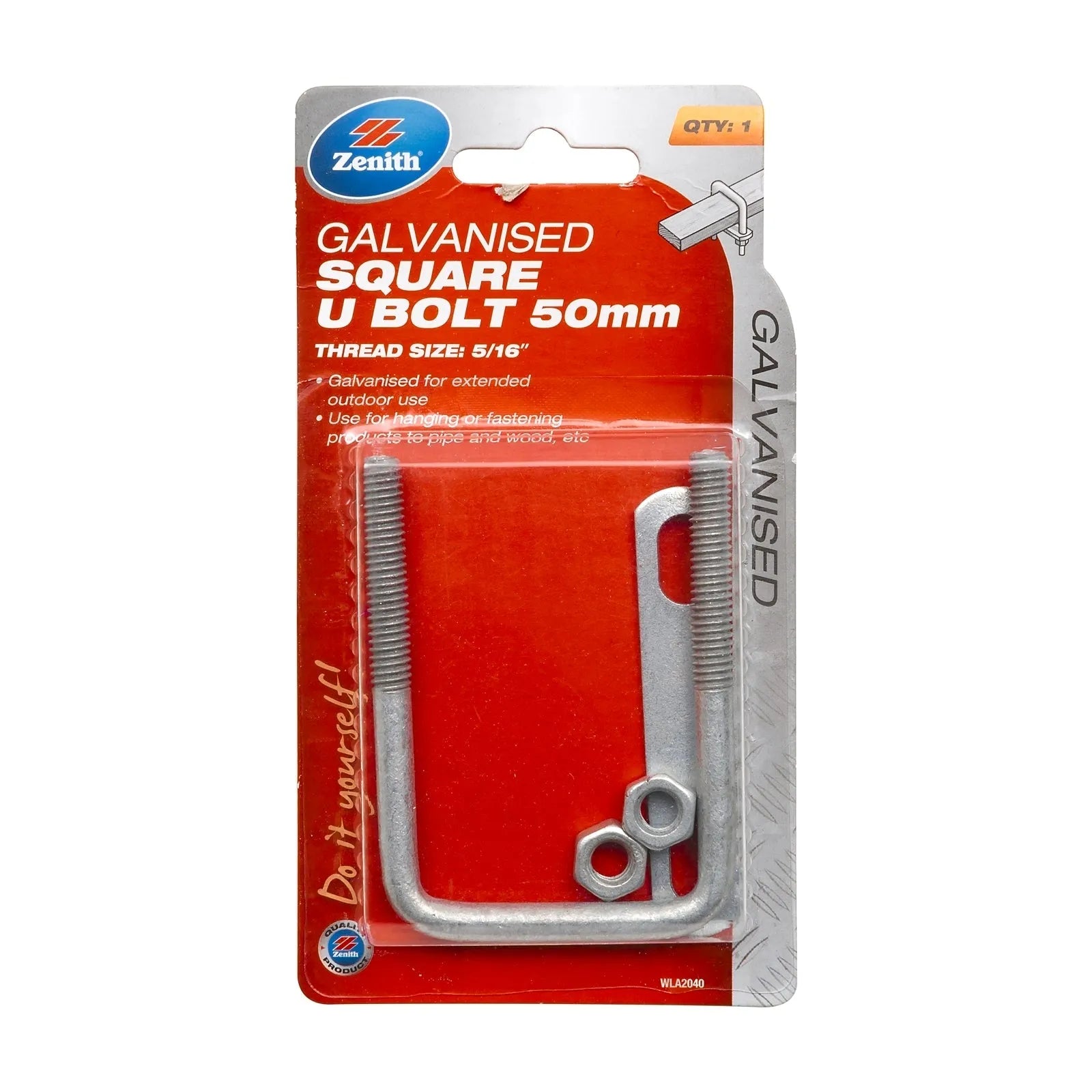 Zenith U Bolt Square Galv 50mm