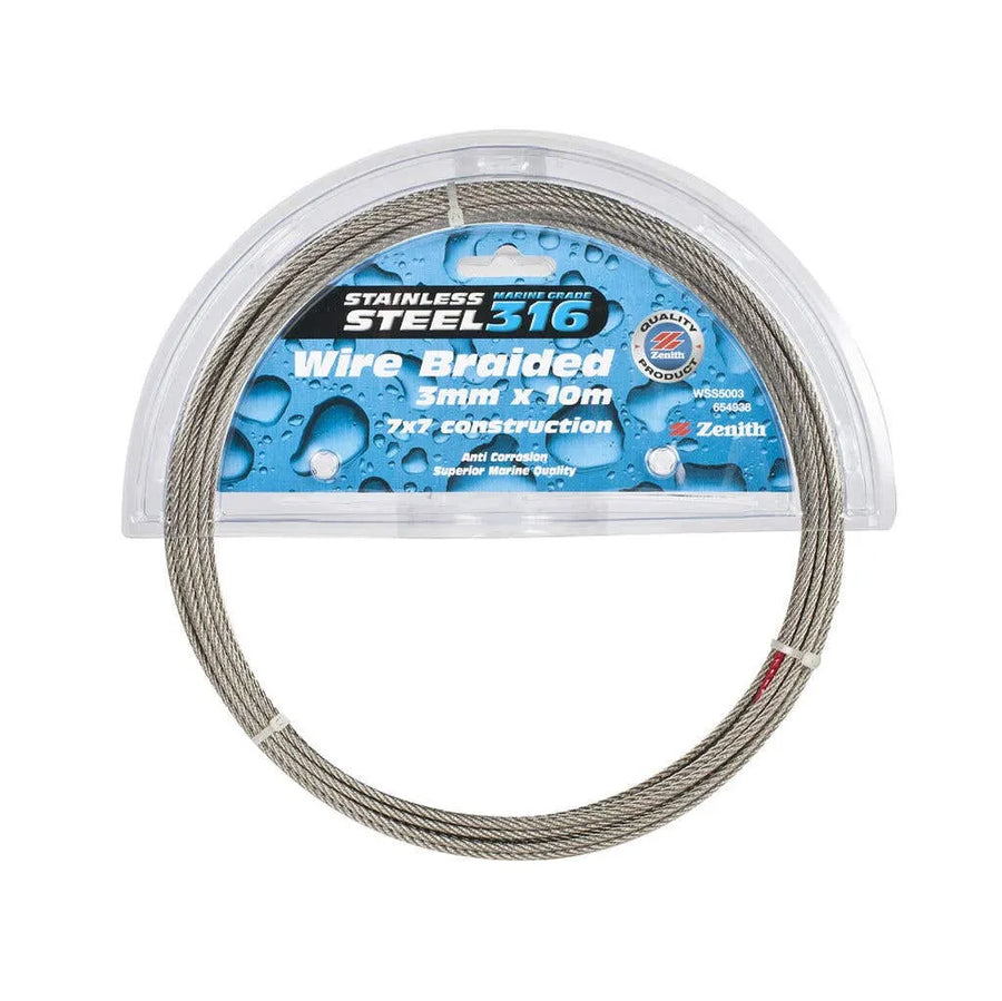 Zenith Wire Rope Stainless Steel 3.2mm x 10m