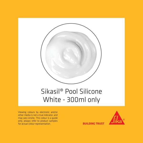 Sika 300ml White Premium Swimming Pool Silicone Sealant - White