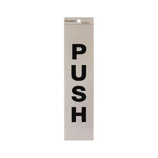 Sandleford 245 x 58mm Push Silver Self Adhesive Sign