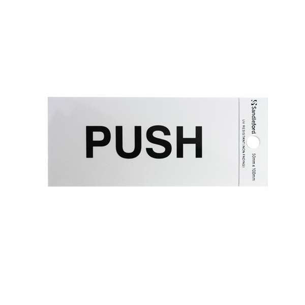 Sandleford 100 x 50mm Push Silver Self Adhesive Sign