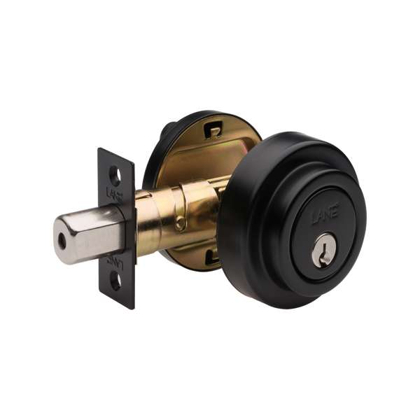 Lane Slimline Single Cylinder Deadbolt Round Matte Black