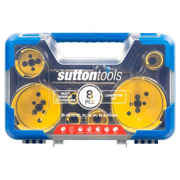 Sutton Tools Multi-Purpose TCT Hole Saw Carpenter Set - 8 Piece