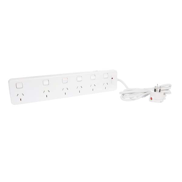 HPM General Pupose 6 Outlet Switched Powerboard White