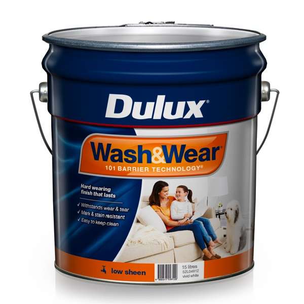 Dulux Wash & Wear Interior Low Sheen Vivid White 15L