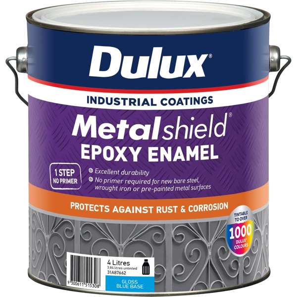 Dulux 4L Metalshield Epoxy Enamel Gloss Paint Blue Base