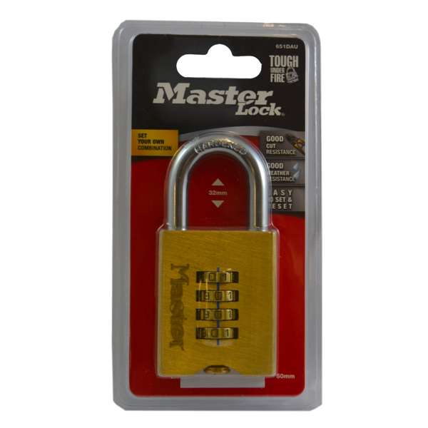 Master Lock Brass Resettable Combination Padlock 50mm