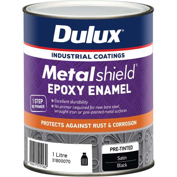 Dulux 1L Metalshield Epoxy Enamel Satin Black