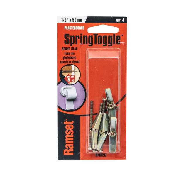 Ramset SpringToggle Round Head 1/8" x 50mm 8kg - 4 Pack